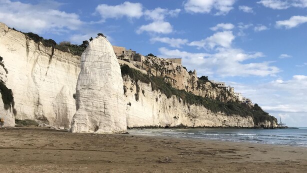 A beach with white cliffs and a clear sky. - VIILLA PAOLA 4 beds, private garden in the Residence Villa Carla (Vieste)
