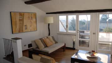 Tv, eldstad, dvd-spelare och böcker