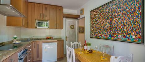 Fridge, oven, dishwasher, coffee/tea maker