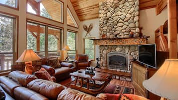 TV, fireplace, video games, DVD player