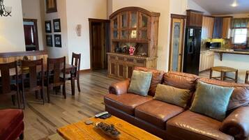 TV, fireplace, DVD player, foosball