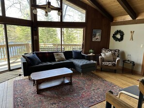 Smart TV, chimenea y estéreo 