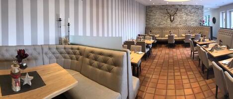 Dinner served, local and international cuisine