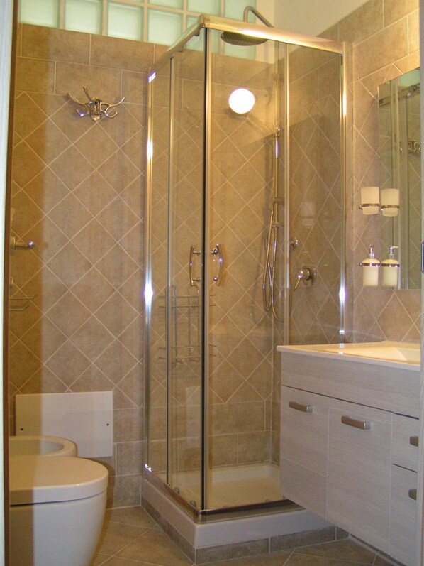 Shower, rainfall showerhead, hair dryer, bidet