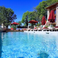 Outdoor pool, sun loungers