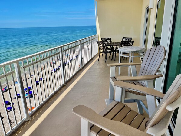 Outdoor dining - No Host Fees, Beachfront, E Corner Unit On The 10th Floor w/ Wrap Around Balcony (Gulf Shores)
