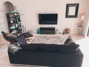 TV, DVD player, stereo