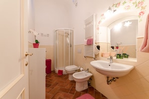 Dusche, Haartrockner, Bidet, Handtücher