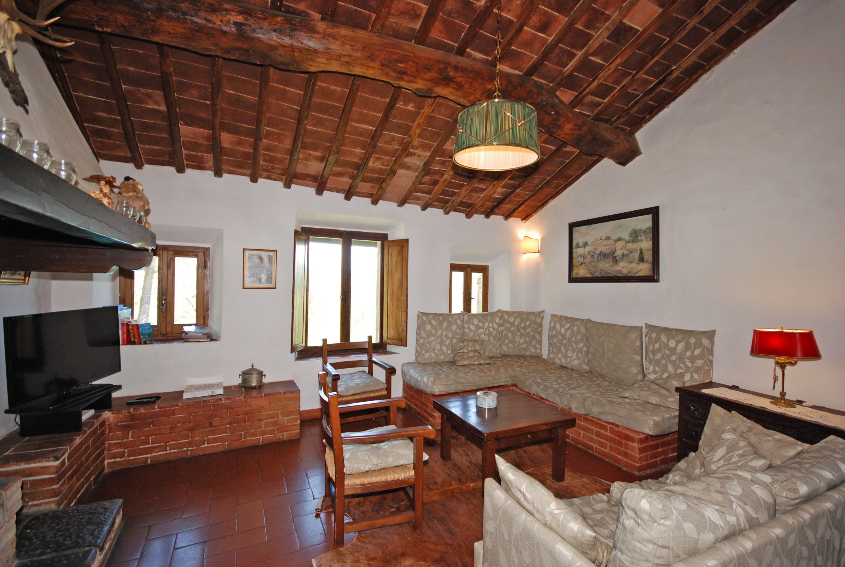 Smart TV, caminetto, libri