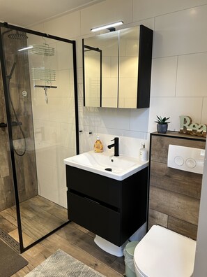 Shower, hair dryer, towels, soap - Holiday house "Haus Seemöwe" directly at the Grevelingen sea, Brouwershaven / Den Osse (Brouwershaven)