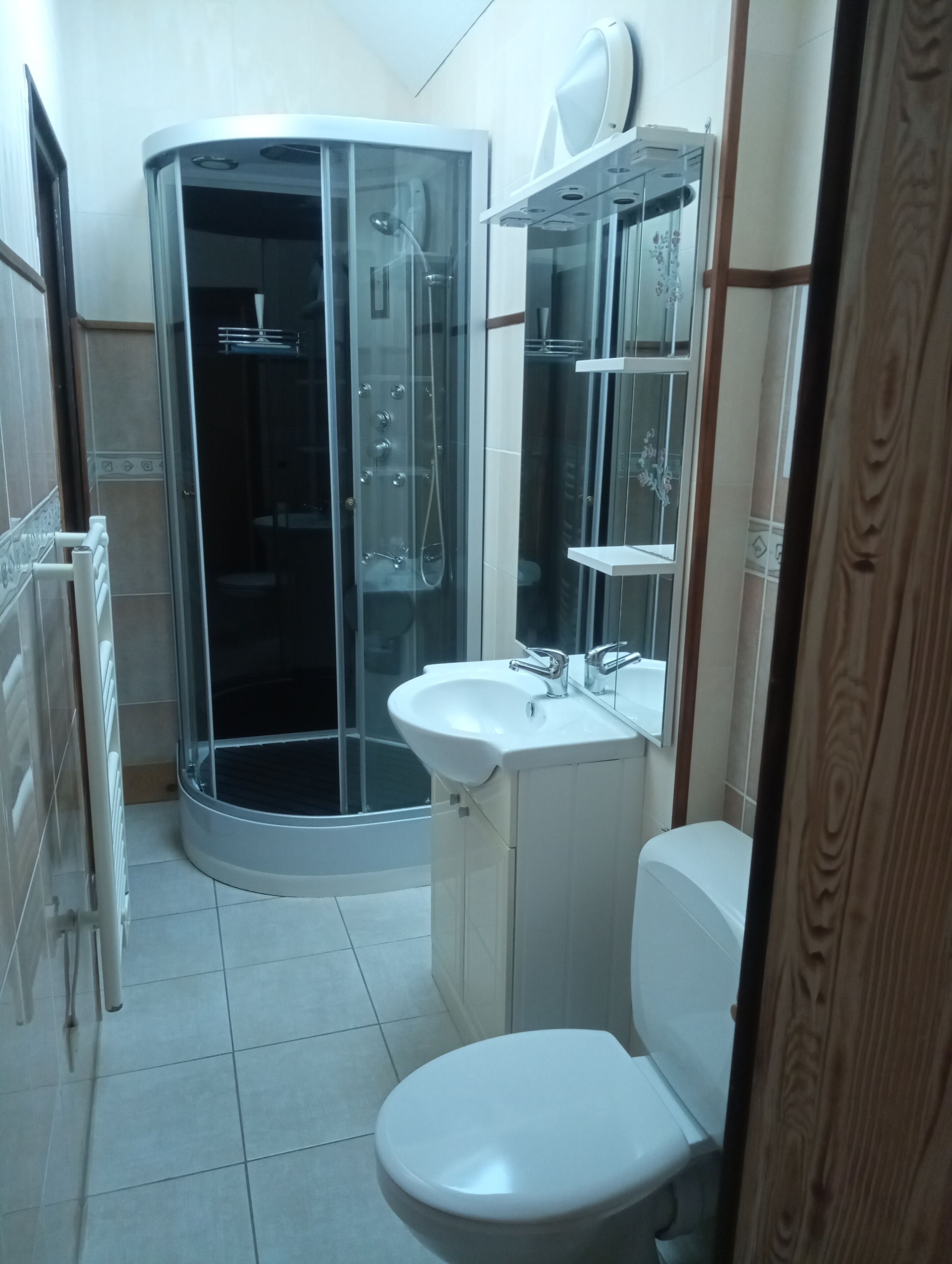 Douche, séchoir à cheveux, savon, papier de toilette