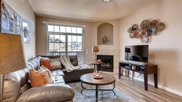 Smart TV, fireplace, video games, video library