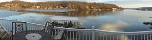 Outdoor dining - Captain Ron's No-Wake Cove. Terrific lake views from inside home & from decks! (Sunrise Beach)