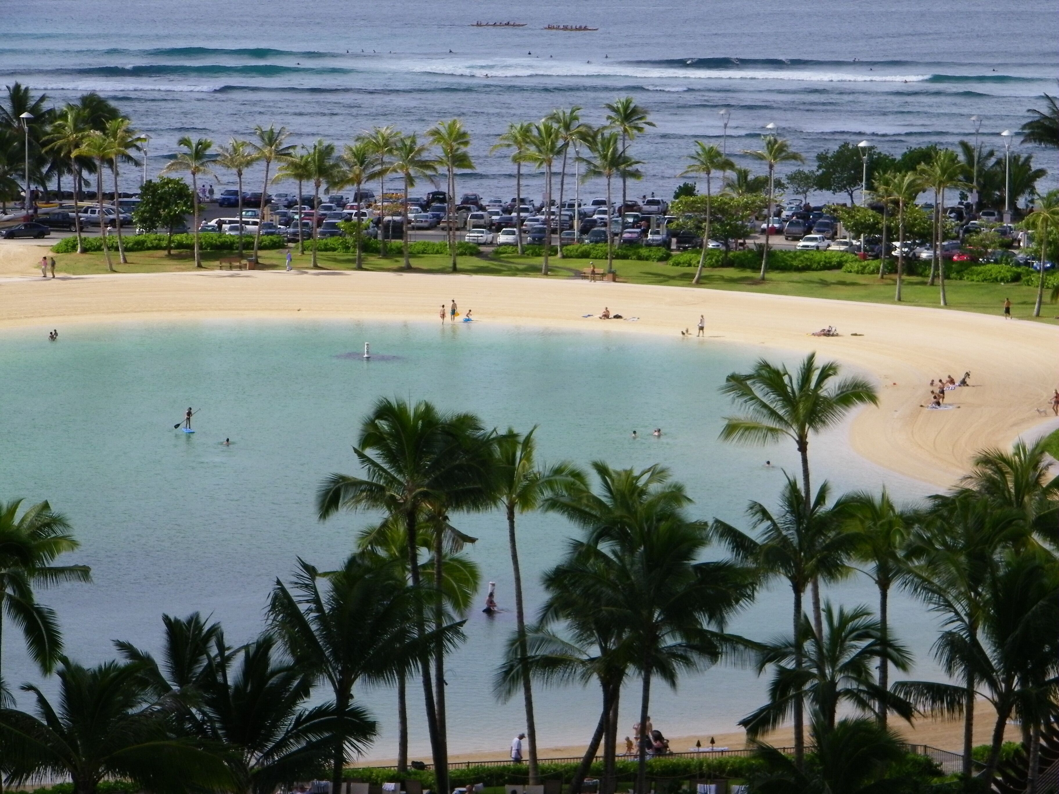 On the beach, sun-loungers