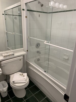 Haartrockner, Handtücher, Seife, Toilettenpapier