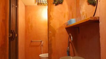 Sister (4th floor, No Lift) | Bathroom | Shower, free toiletries, slippers, towels