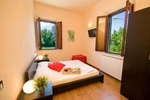 Habitación básica doble | Escritorio, tabla de planchar con plancha, wifi gratis y ropa de cama