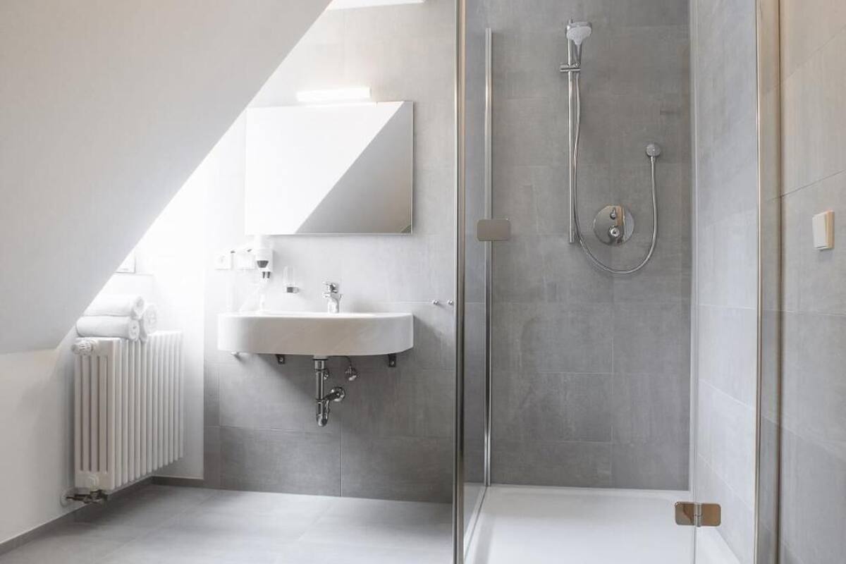 shower, free toiletries, hair dryer