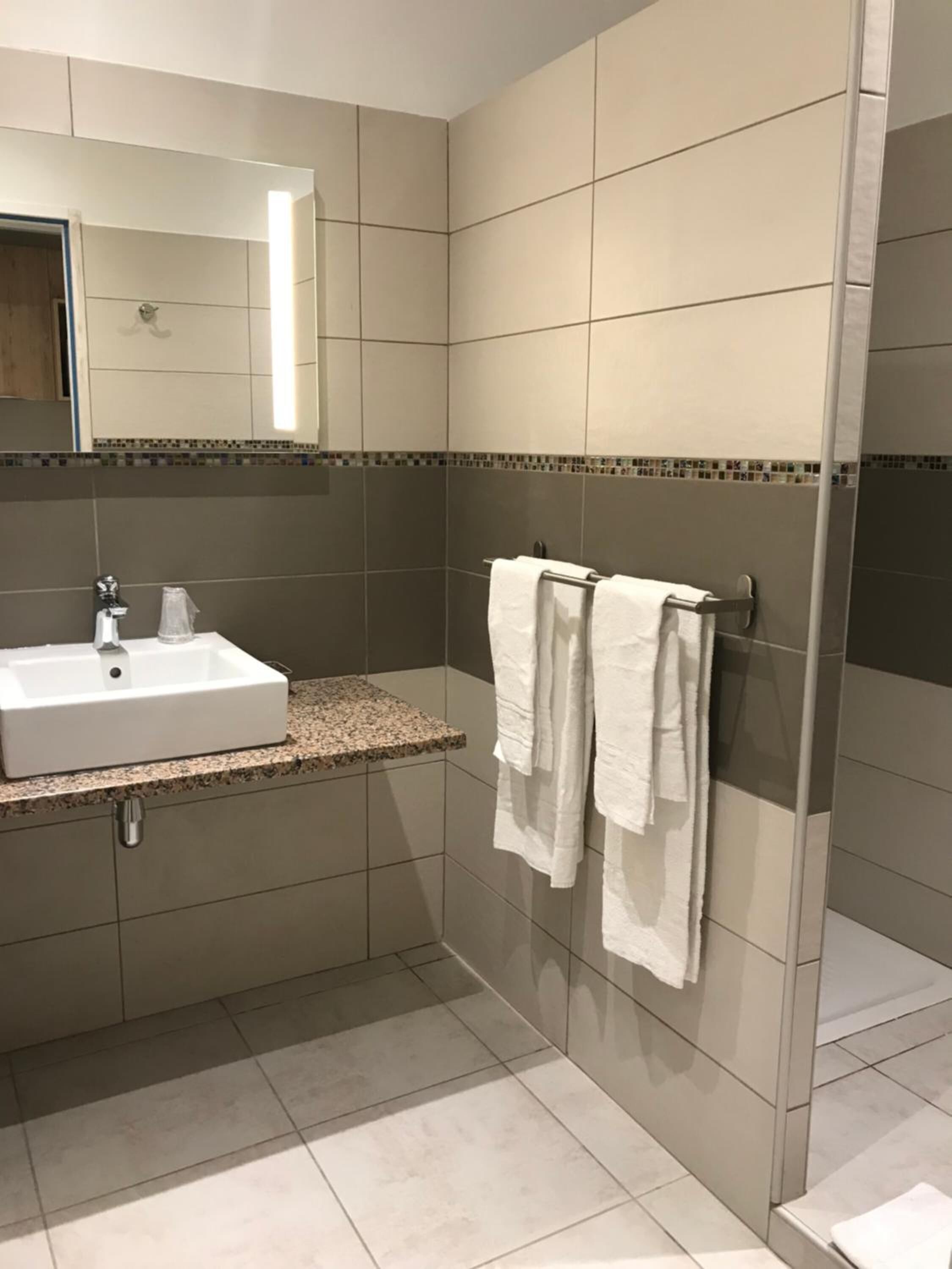 free toiletries, hair dryer, towels