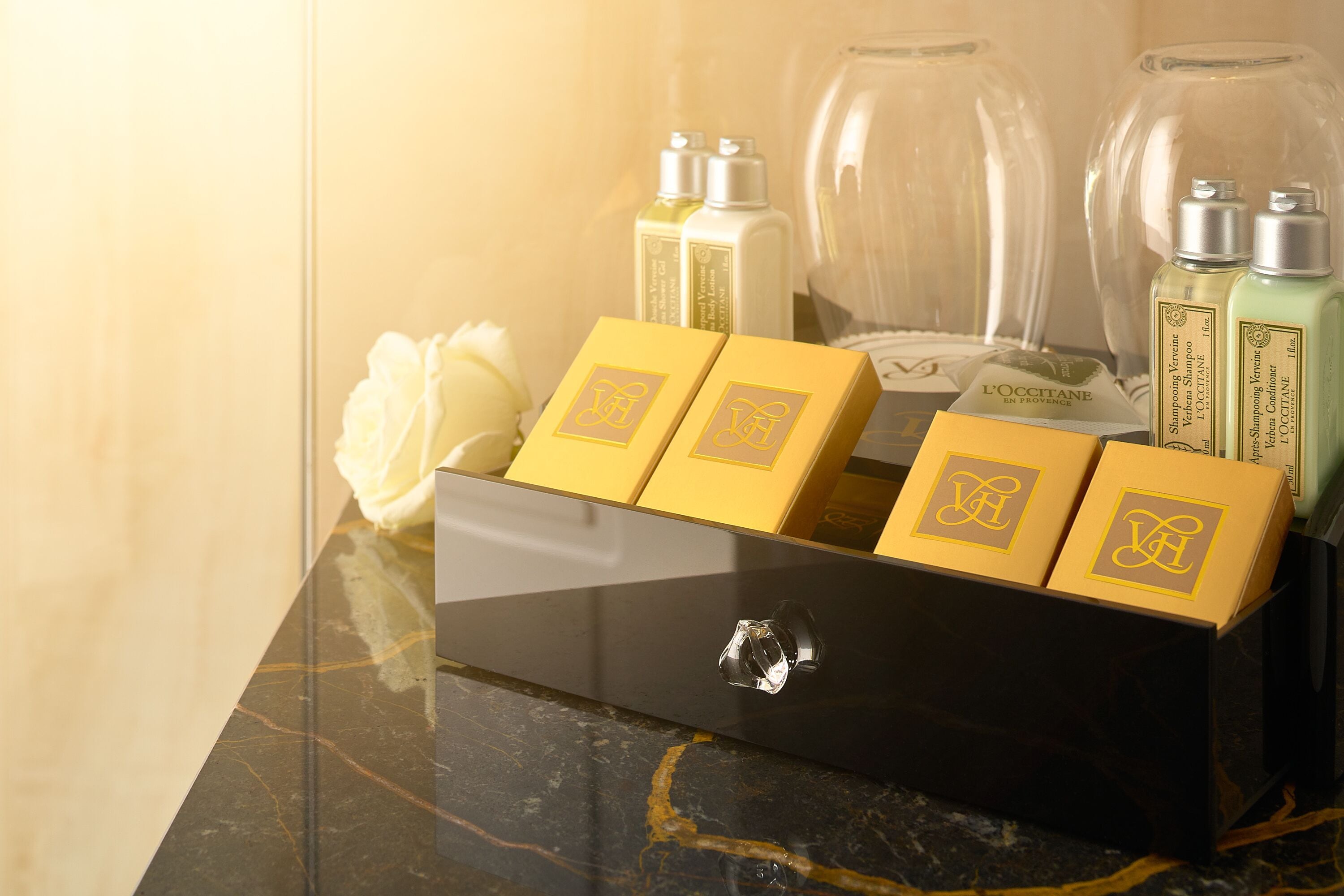 shower, designer toiletries, hair dryer, bathrobes