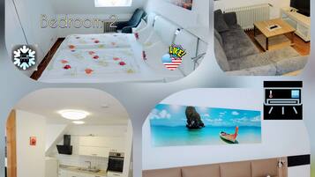 Comfort-Apartment, 2 Schlafzimmer, Nichtraucher, Küche | Individuell dekoriert, Schreibtisch, laptopgeeigneter Arbeitsplatz