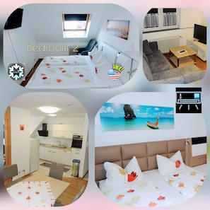 Comfort-Apartment, 2 Schlafzimmer, Nichtraucher, Küche | 1 Schlafzimmer, individuell dekoriert, Schreibtisch