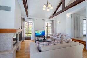 Televisión y chimenea 