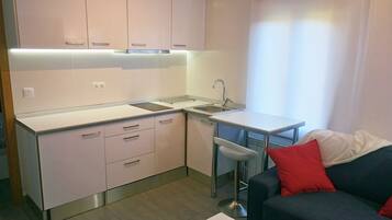Apartment, 1 Bedroom, Garden View (Apt 21) | Private kitchen | Full-sized fridge, microwave, stovetop, espresso maker