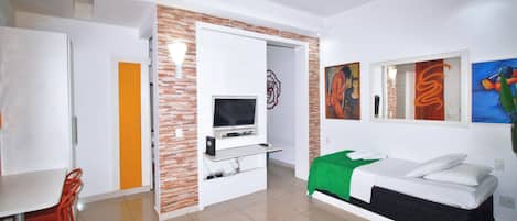 1 bedroom, iron/ironing board, Internet, bed sheets