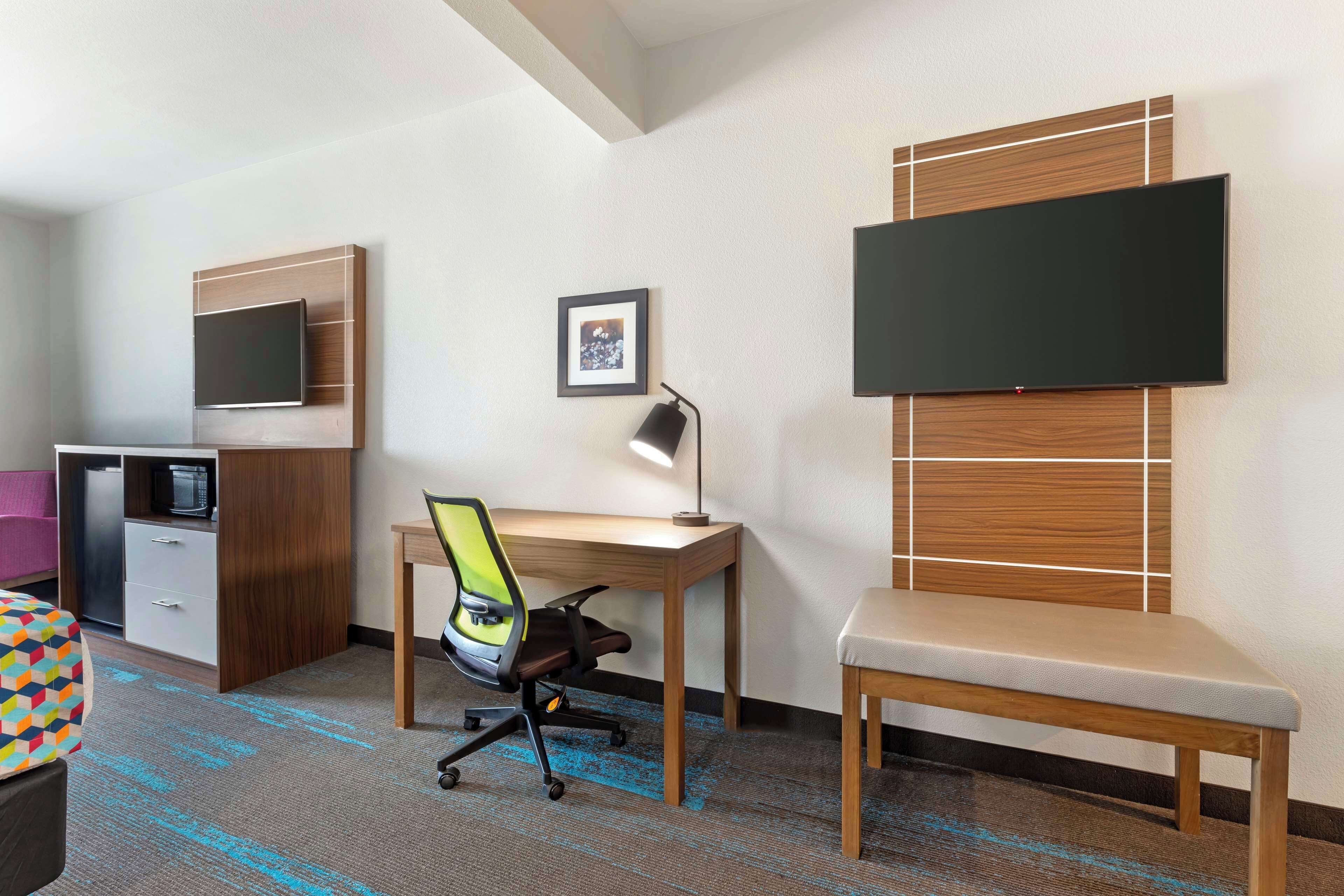 1 bedroom, desk, laptop workspace, iron/ironing board