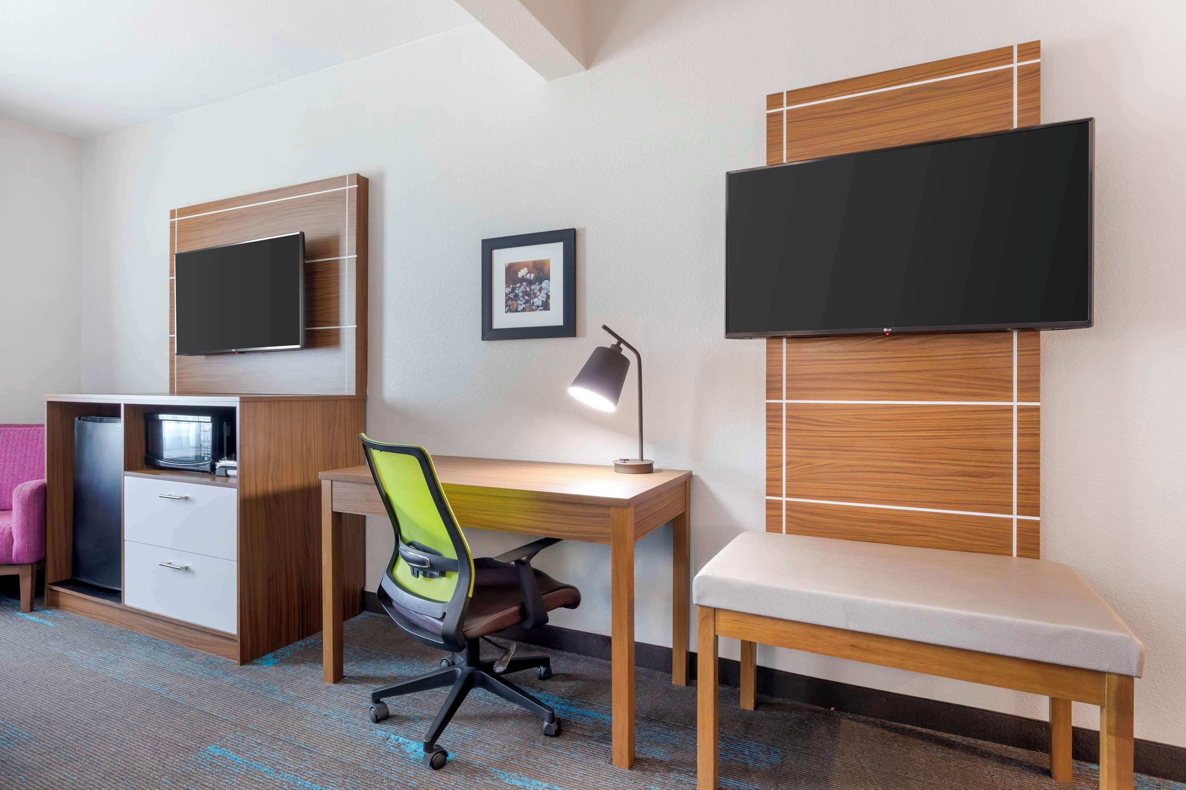 1 bedroom, desk, laptop workspace, iron/ironing board