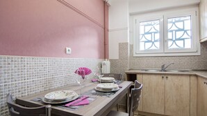 Apartment | Private kitchen | Coffee/tea maker, full-sized fridge, oven, stovetop - Vintage Art Apartment (Athens)
