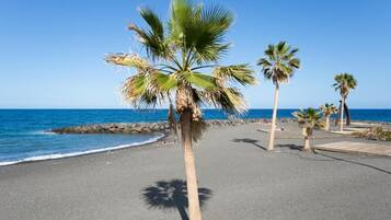 Ubicación cercana a la playa, tumbonas y toallas de playa