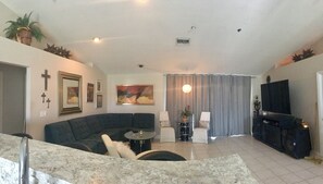 Smart TV, fireplace, table tennis, books