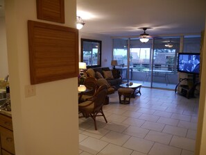 Smart TV, DVD player, books, video library