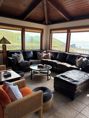 Smart TV, fireplace, DVD player, books