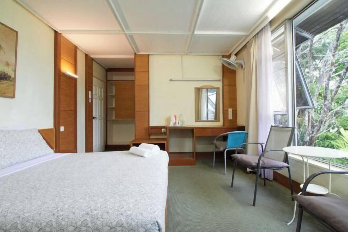 Desk, blackout drapes, iron/ironing board (on request), WiFi (free)