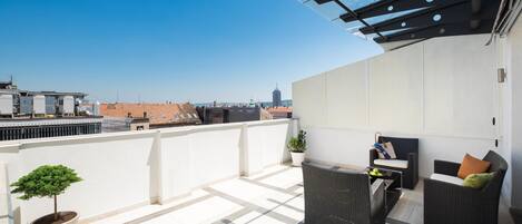 Panoramic Apartment, 1 Queen Bed with Sofa bed, Terrace, City View | Terrace/patio