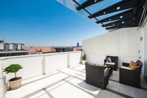 Lägenhet Panoramic - 1 queensize-säng med bäddsoffa - terrass - utsikt mot staden | Terrass/Patio