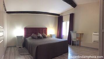 Individually decorated, individually furnished, desk, iron/ironing board