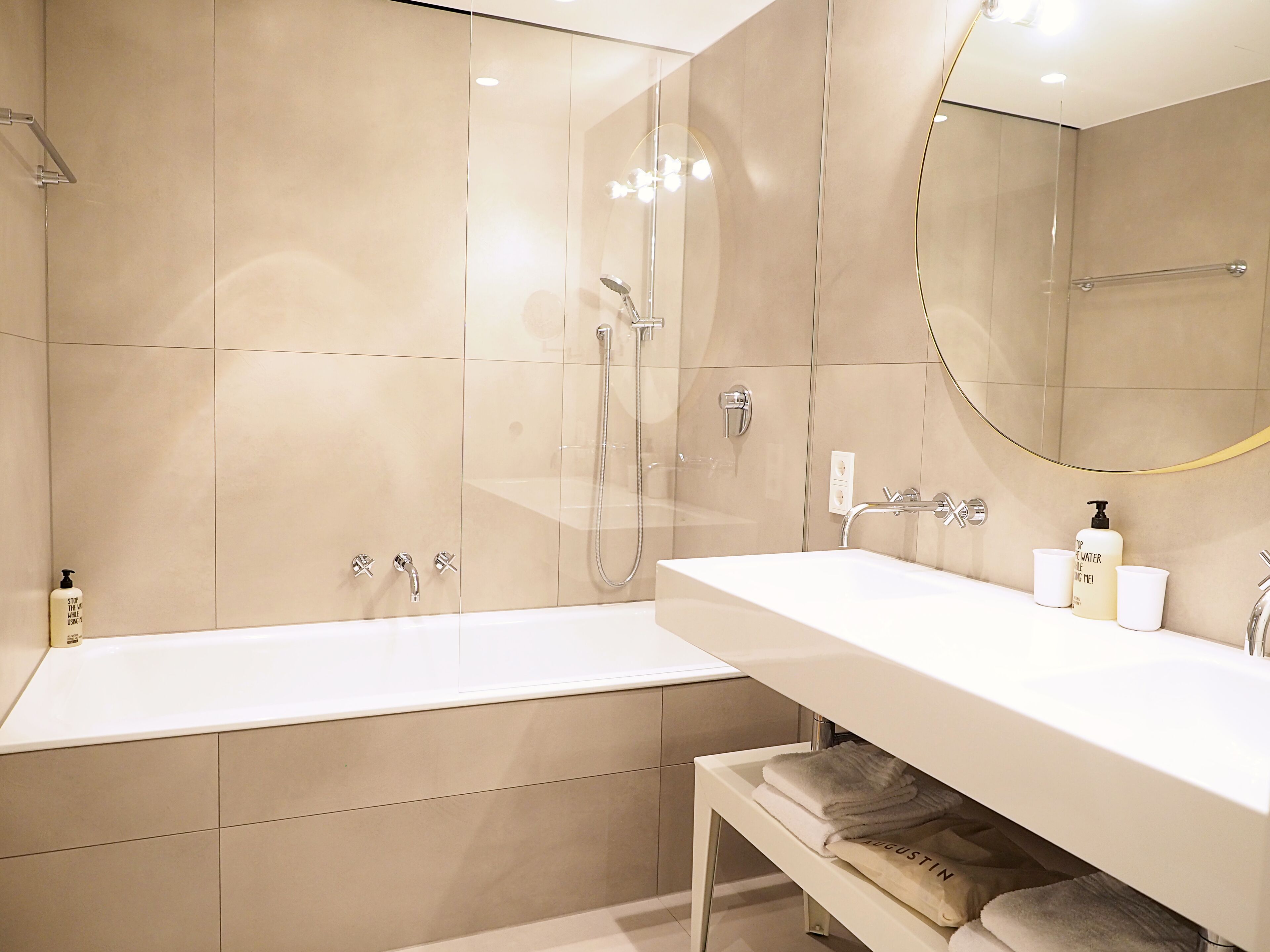 shower, eco-friendly toiletries, heated floors, towels
