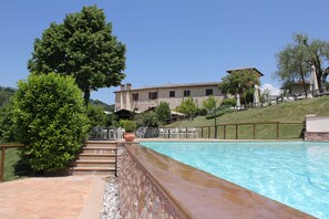 Seasonal outdoor pool, open 9:00 AM to 7:00 PM, pool umbrellas