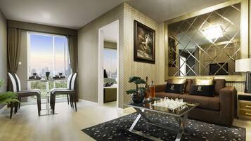 1-Bedroom Condo | Wohnbereich | Flachbildfernseher