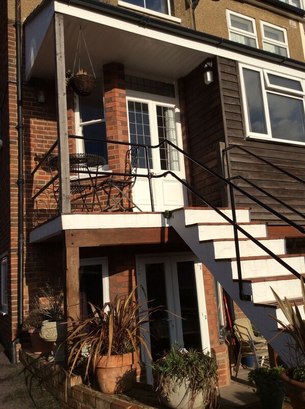 Departamento Deluxe, 1 cama matrimonial, para no fumadores, vista al jardín | Balcón