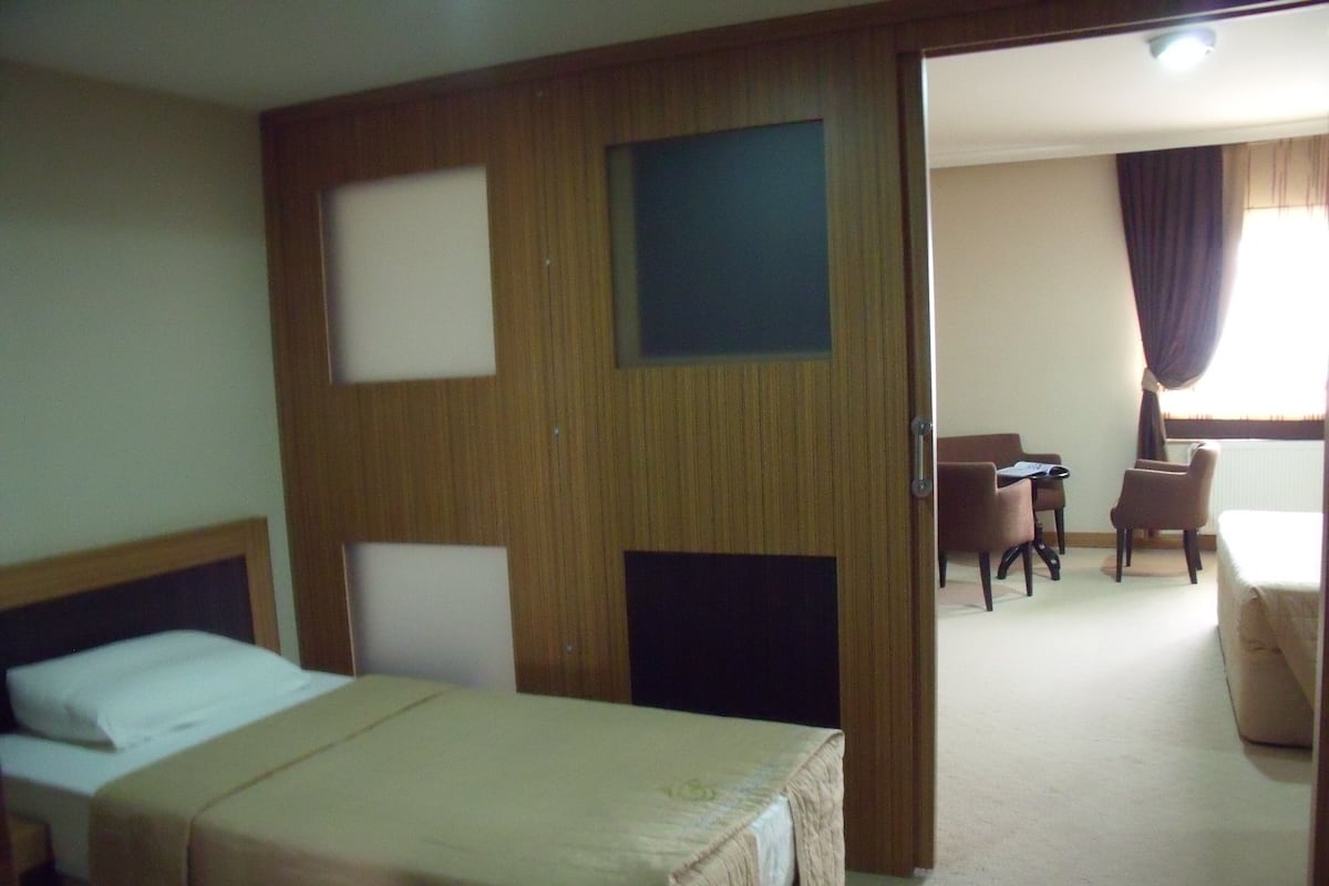 Ropa de cama hipoalergénica, minibar y espacio para trabajar con laptop