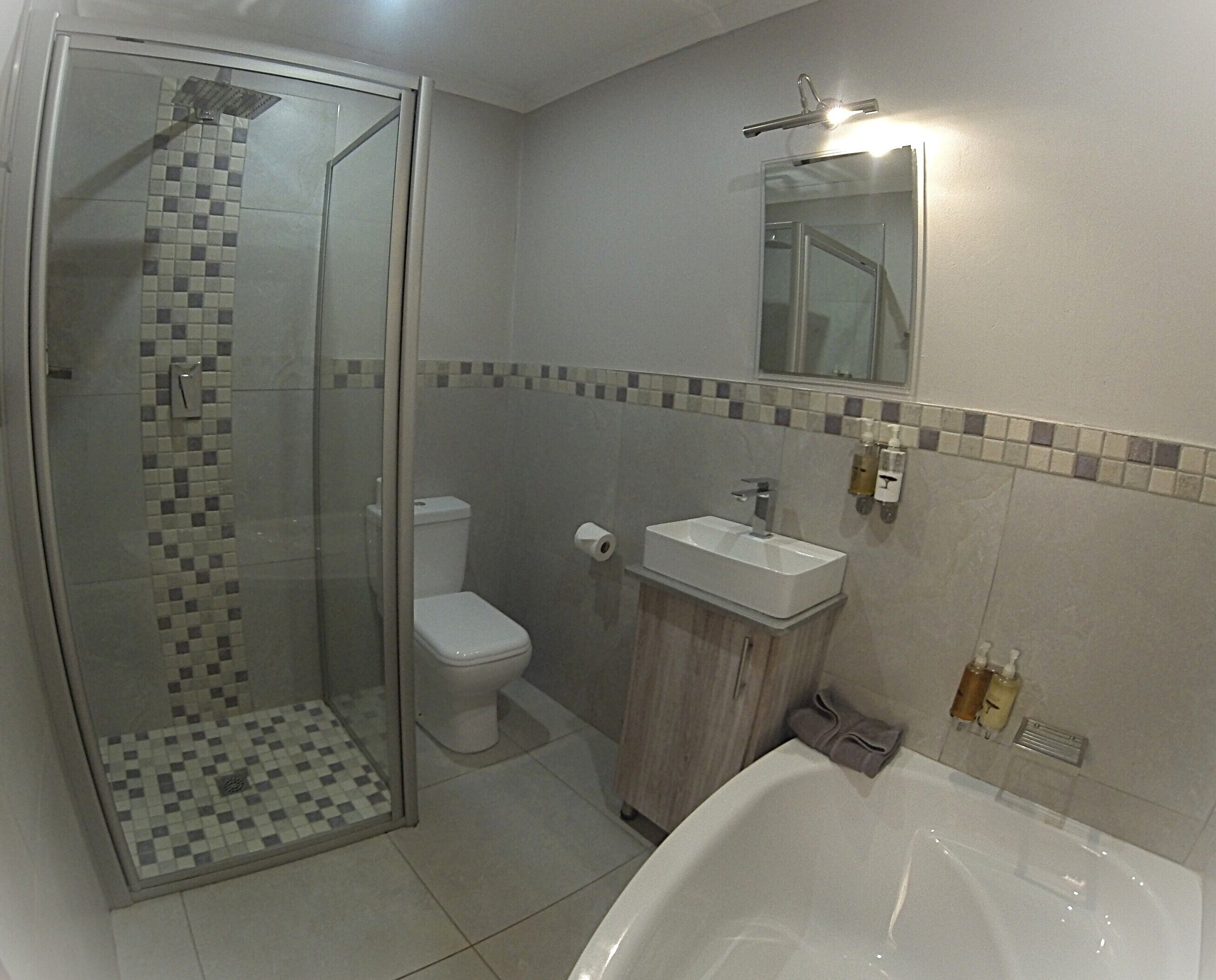 Hair dryer, towels, toilet paper