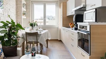 Superior Apartment, 2 Bedrooms, 2 Bathrooms, City View | Private kitchen | Fridge, microwave, espresso maker, coffee/tea maker