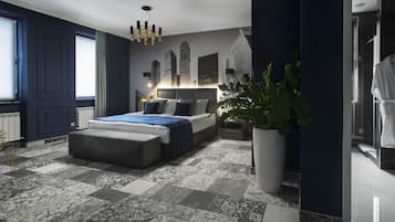 Habitación doble Deluxe, 1 cama King size | 5 habitaciones, ropa de cama de alta calidad y camas con efecto memoria
