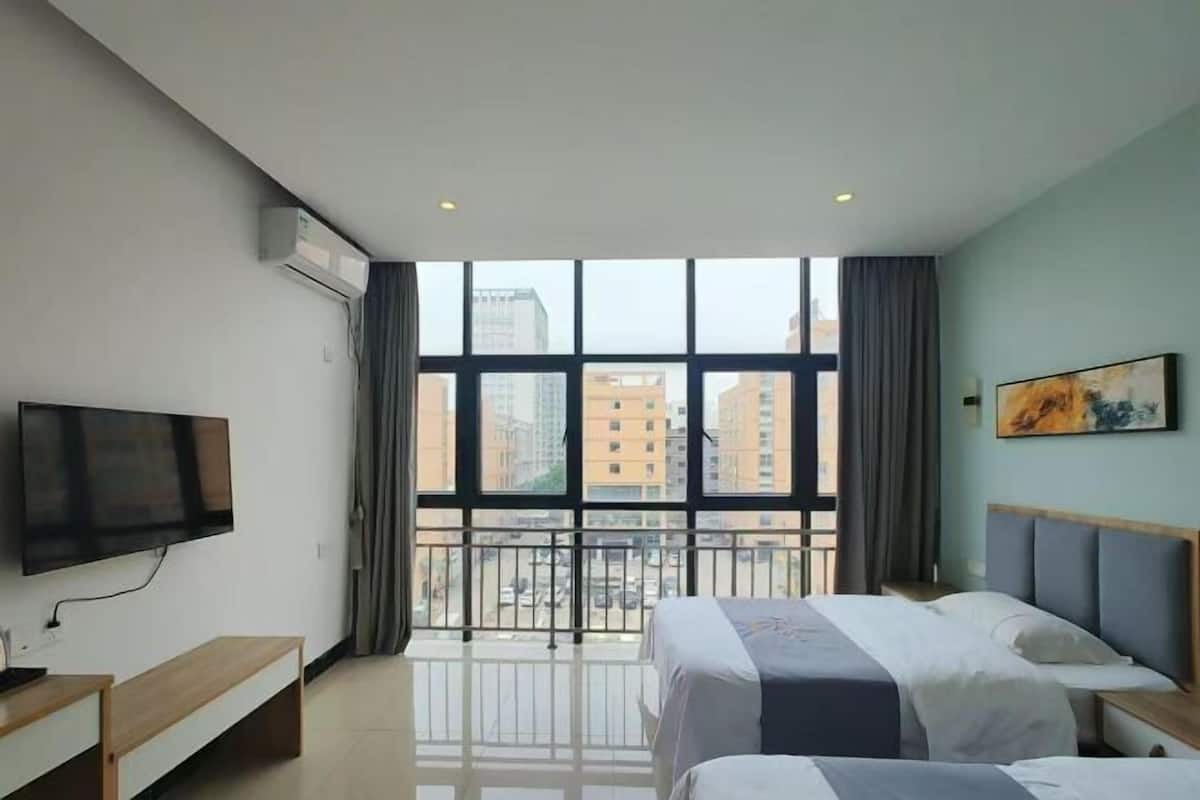 Premium bedding, pillowtop beds, desk, blackout drapes