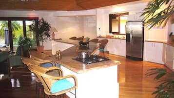 House, Multiple Beds, Beach View (Absolute Beachfront Fiji) | Private kitchen | Full-sized fridge, microwave, oven, stovetop